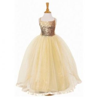 Girls fancy dress or ballgown in gold with sequinned