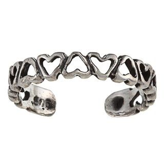 Sterling Silver Open Heart Chain Toe Ring