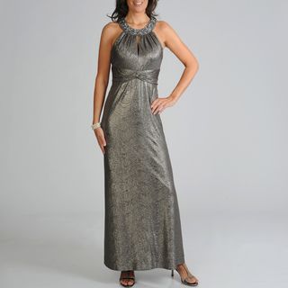Ignite Evenings Womens Metallic Empire Waist Evening Gown