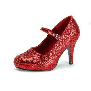 High Heel Shoes 4 Inch Shoe Red Ruby Slippers Glitter Mary Jane Shoe