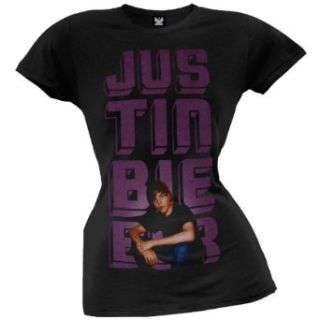 Justin Bieber   Glow Photo Juniors T Shirt Clothing
