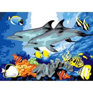 Junior Large Paint By Number Kit 15 1/4 X 11 1/4 Dolphins Today $8
