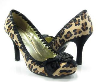 Wild Diva Rockabilly Leopard Round toe Pump Bows: Shoes