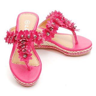 13 Fuchsia Flower T Strap Wedge Sandals Shoes: Forever Link: Shoes