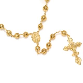 Caribe Gold 14k Gold over Bronze Rosary Necklace