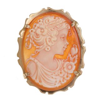 Etrusca Shell Cameo Profile 28 mm Oval Pendant Brooch