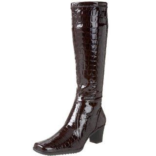  Easy Street Womens Stretchable Boot,Brown Croco,5 M US Shoes