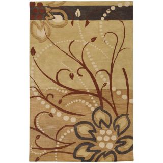 Hand tufted Whimsy Tan Floral Wool Rug (4 x 6)