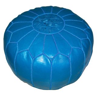Contemporary Leather Ottoman Turquoise (Morocco)
