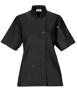Womens Lightweight Chef Coat, Black, X Large Clothing