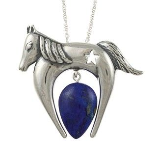 Southwest Moon Sterling Silver Lapis Horse Enhancer Necklace