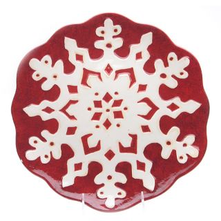 Certified International Holiday Magic Red 13 inch Snowflake Platter