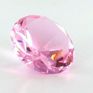 Diamond Glass Shaped Pink Ice Paperweight Gift Home Accent