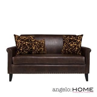 angeloHOME Harlow Coffee Brown Renu Leather Sofa