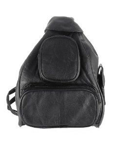 Genuine Black Leather Sling Bag   1186L Shoes