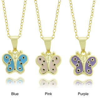 Molly and Emma 14k Gold Childrens Enamel Butterfly Pendant