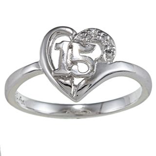 Sterling Essentials Sterling Silver Cubic Zirconia Quinceanera 15 Ring