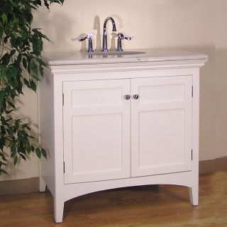 White Marble Top 38 inch Single sink Bathroom Vanity