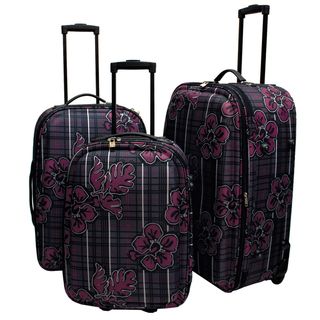 Chicane 3 piece Purple Floral Luggage Set