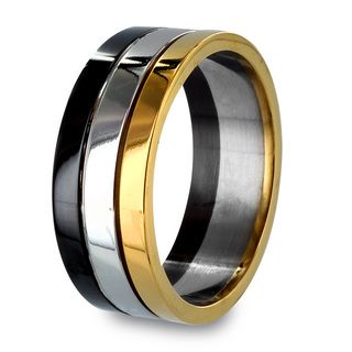 Tri color Stainless Steel Grooved Ring