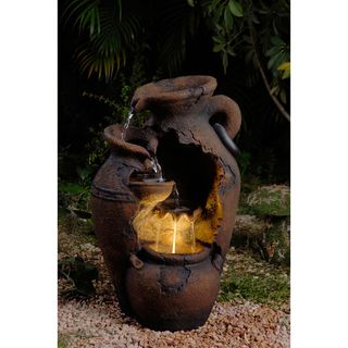 Old Fashioned Pot LED Lit Water Fountain
