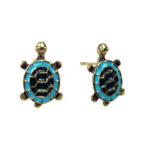 TdZ Green and Teal Turtle Earrings Clothing