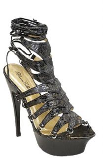 Blossom Zara Black Snake Platform Heels (7): Shoes