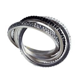 Sterling Silver Tri tone Crystals Intertwined Ring