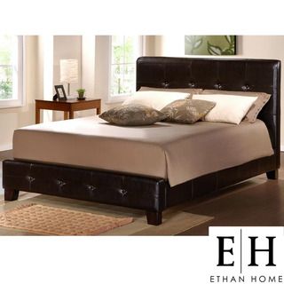 ETHAN HOME Copenhagen Dark Brown Upholstered Full Bed