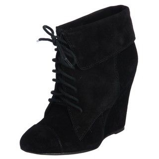 Steven Womens P Darah Fold over Lace up Wedge Booties
