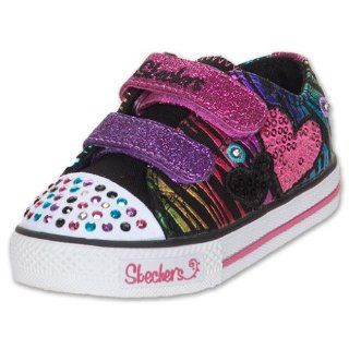 : SKECHERS Twinkle Toes Triple Time Toddler Shoes, Black/Multi: Shoes
