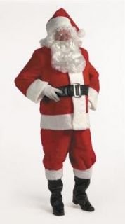10pc Complete Plush Santa Suit Adult Christmas Costume