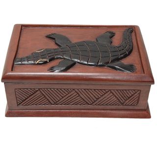 Wawa Wood Alligator Accent Box (Ghana)
