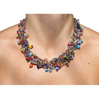 Multicolor Gemstone and Glass Beaded Necklace (Guatamala)