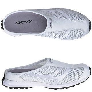 DKNY Footwear Womens Compass Mule (White Mesh Leather 8.5 M): Shoes