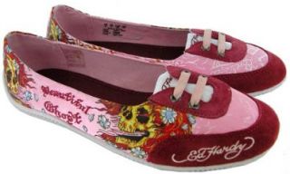 $70 Ed Hardy Eye Candy Red Womens Ballerina Shoes 5 Shoes