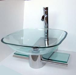 Kokols Wall Mount Vanity and Glass Vessel Sink Combo