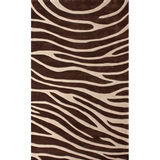Handmade Alexa Pino Collection Brown Modern Zebra Rug (76 x 96