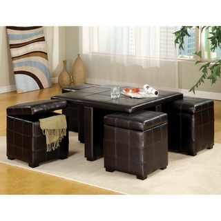 Espresso 5 piece Cocktail Table and Ottoman Set