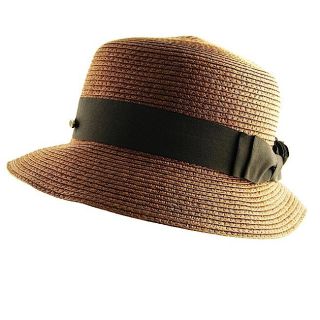 H2W Womens Brown Straw Cloche Hat