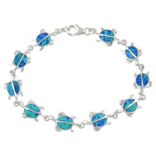 Tressa Sterling Silver Blue Opal Sea Turtle Bracelet