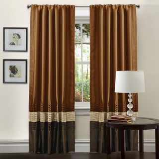 Mia Brown/Rust Pieced 84 inch Curtain Panel Pair