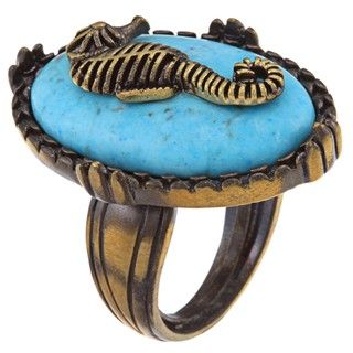 Cam & Zooey Goldplated Simulated Turquoise Seahorse Ring