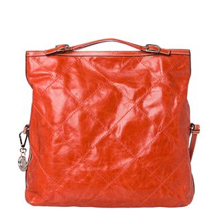 Moncler Aurelie Orange Stitched Leather Tote Bag