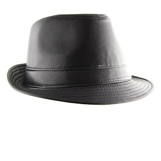 H2W Mens Grey Faux Leather Fedora Hat