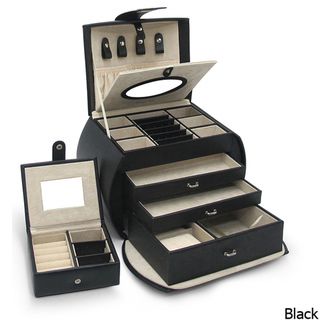 Morelle Diana Black Leather Jewelry Box with Takeaway Case