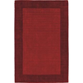 Handmade Alexa Zen Solid Border Red Wool Rug (76 x 96)