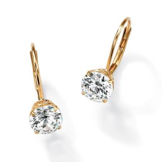 Ultimate CZ 10k Yellow Gold Round Cubic Zirconia Leverback Earrings