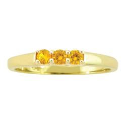 10k Gold November Birthstone Citrine 3 stone Ring