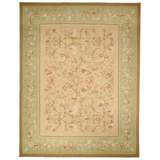 Hand knotted French Aubusson Beige Wool Rug (8 x 10)